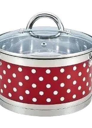 Кастрюля 4.7л с крышкой из нержавеющей стали для кухни 2 шт красная bohmann mc-3067