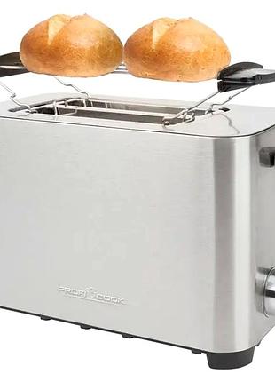 Тостер 2 тости 850 вт неіржавка сталь для дому profi cook mc-2814