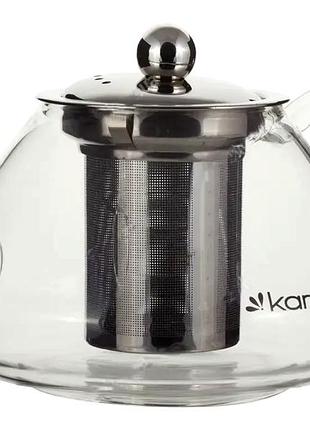Заварочный чайник 0.45 л термостойкое стекло для кухни прозрачный kamille mc-1280