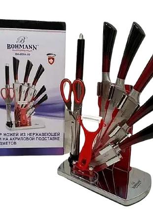 Набір ножів неіржавка сталь для кухні 9 предметів акрил bohmann mc-3607