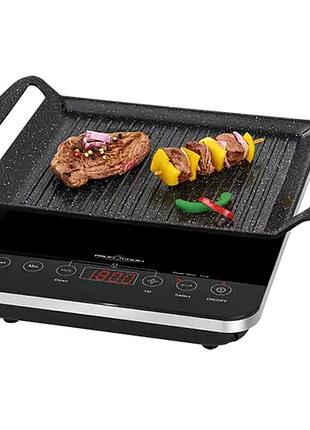 Индукционная плита стеклокерамическая 2 в 1 для кухни 2000 вт черный profi cook mc-2871