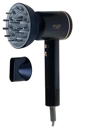 Фен 1600 вт 3 швидкості 3 температурні режими для дому чорний adler mc-1781