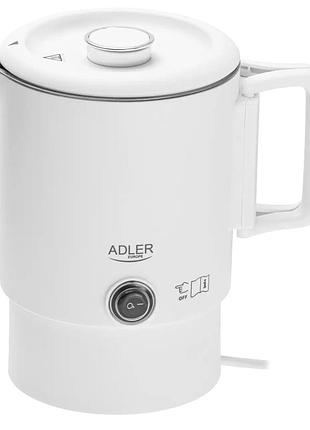 Электрочайник 0.8 л с защитой от кипения для путешествий белый adler mc-0635