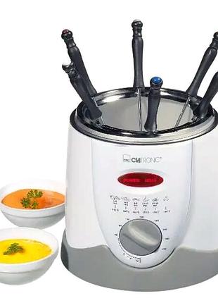 Фритюрница фондю 900 вт 1 л для кухни 6 вилок clatronic mc-3143
