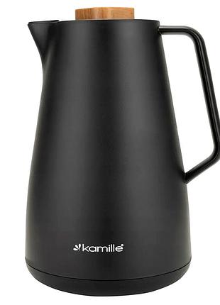 Термос конференційний 1 л пластик скло для дому чорний kamille mc-3514