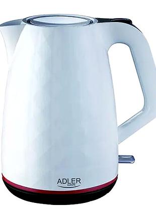 Электрочайник 2200 вт 1,7 л для кухни белый adler mc-2162