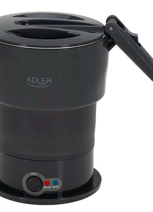 Электрочайник 0.6 л 600 вт для путешествий складной силиконовый серый adler mc-0630