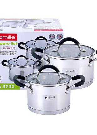 Кастрюли нержавеющая сталь для кухни 4 предмета kamille mc-4188