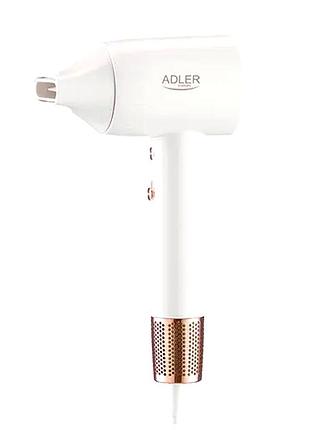 Фен 1800 вт 3 режима 2 скорости для волос белый adler mc-1782