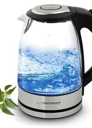 Электрочайник 2200 вт 1.7 л для кухни стекло esperanza mc-0643
