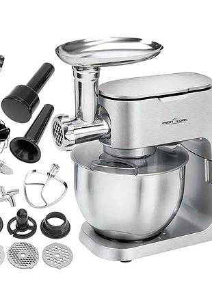 Кухонний комбайн тістоміс 1300 вт 6 5 л для кухні неіржавка сталь profi cook mc-0534