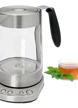 Электрочайник 1,7 л 3000 вт для дома стекло нержавеющая сталь profi cook mc-2147