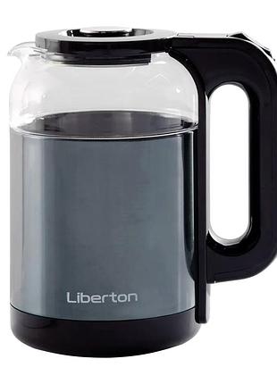 Электрочайник 1.8 л 1500 вт для кухни нержавеющая сталь стекло liberton mc-2006