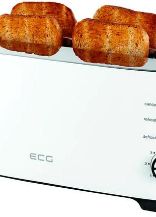 Тостер 4 тости 1350 вт із функцією підігрівання для кухні білий ecg mc-0988