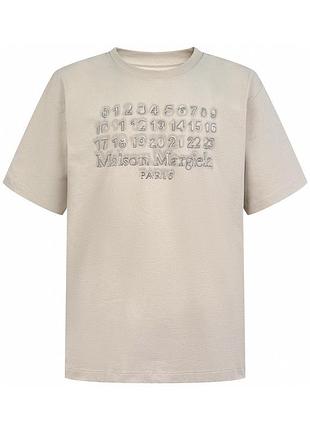 👕 maison margiela ecru t-shirt with logo embroidery