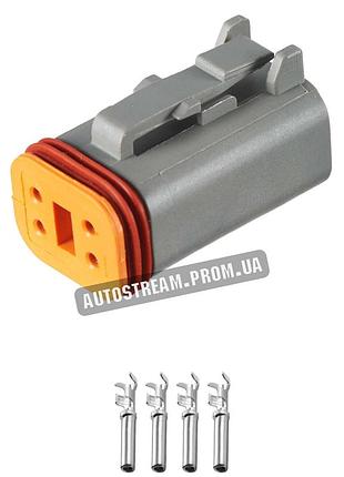 Електричний з'єднувач, авто роз'єм, 4-контактний, спецтехніка, dt06-4s, dt06-4s-c015