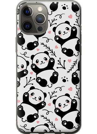 Чехол 2d пластиковый на телефон iphone 12 pro max панды "4318t-2054-58250"