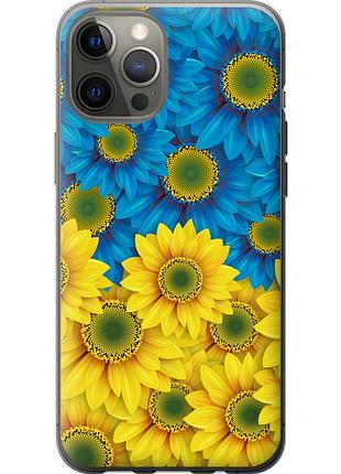 Чохол 2d пластиковий патріотичний на телефон iphone 12 pro max жовто-блакитні квіти "1048t-2054-58250"