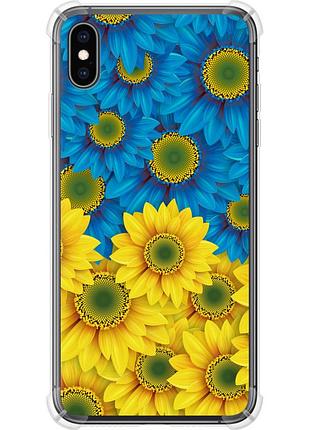 Чехол силикон с усиленными углами патриотический на телефон iphone xs max жёлто-голубые цветы "1048sp-1557-58250"