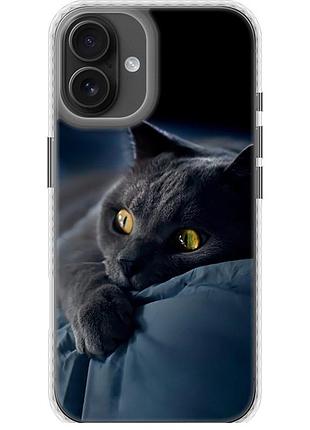 Чехол чехол bumper magsafe на телефон iphone 16 plus дымчатый кот "825pm-3714-58250"