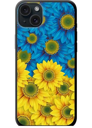 Чехол tpu патриотический на телефон iphone 15 plus жёлто-голубые цветы "1048b-3097-58250"