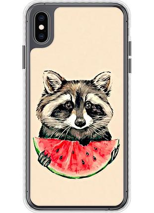Чехол чехол bumper на телефон iphone xs max енотик с арбузом "4605pc-1557-58250"