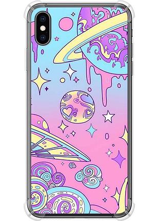Чехол силикон с усиленными углами на телефон iphone xs max розовая галактика "4146sp-1557-58250"