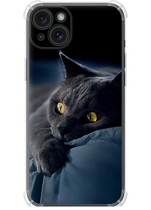 Чохол силіконовий протиударний с посиленими кутами на телефон iphone 15 plus димчастий кіт "825sp-3097-58250"