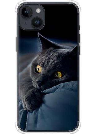Чохол силіконовий протиударний с посиленими кутами на телефон iphone 14 plus димчастий кіт "825sp-2645-58250"