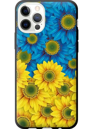 Чехол tpu патриотический на телефон iphone 12 pro жёлто-голубые цветы "1048b-2052-58250"