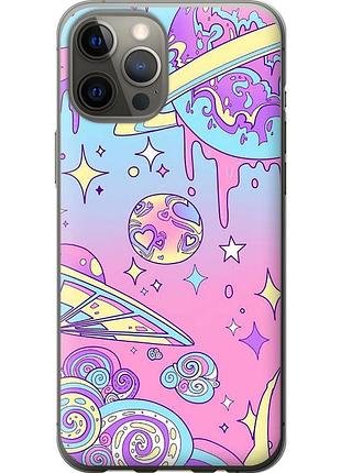Чехол 2d пластиковый на телефон iphone 12 pro max розовая галактика "4146t-2054-58250"
