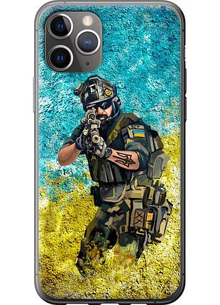 Чохол силіконовий патріотичний на телефон iphone 11 pro max воїн зсу "5311u-1723-58250"