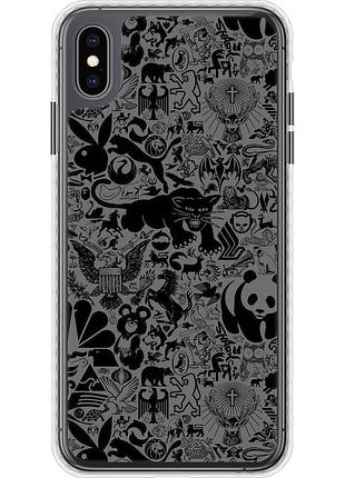 Чехол чехол bumper на телефон iphone xs max чёрно-серый стикер бомбинг "2432pc-1557-58250"