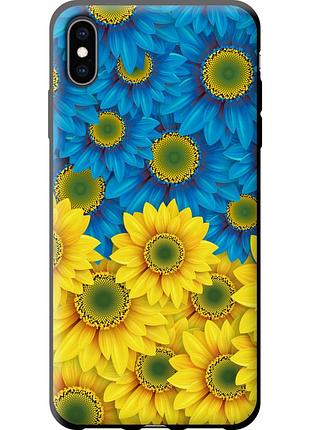 Чехол tpu патриотический на телефон iphone xs max жёлто-голубые цветы "1048b-1557-58250"