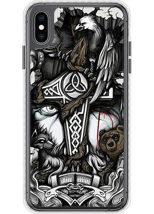 Чехол чехол bumper на телефон iphone xs max тату викинг "4098pc-1557-58250"