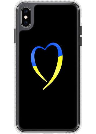 Чехол чехол bumper патриотический на телефон iphone xs max жёлто-голубое сердце "885pc-1557-58250"