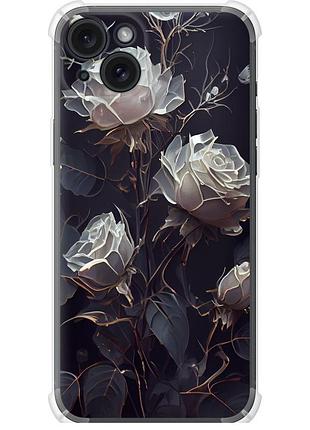 Чохол силіконовий протиударний с посиленими кутами на телефон iphone 15 plus троянди 2 "5550sp-3097-58250"