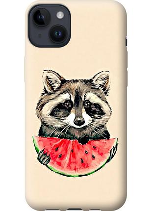 Чохол силіконовий на телефон iphone 14 plus єнотик з кавуном "4605u-2645-58250"