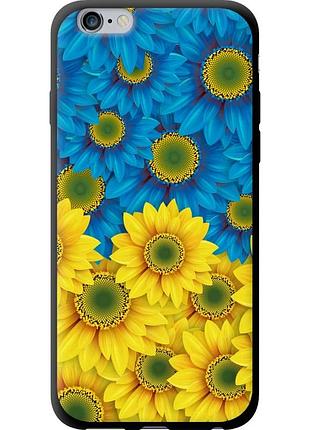 Чехол tpu патриотический на телефон iphone 6s plus жёлто-голубые цветы "1048b-91-58250"