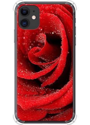 Чохол силіконовий протиударний с посиленими кутами на телефон iphone 11 червона троянда "529sp-1722-58250"