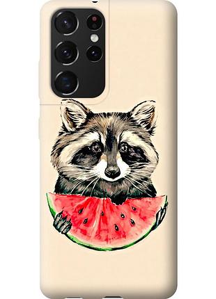 Чохол силіконовий на телефон samsung galaxy s21 ultra (5g) єнотик з кавуном "4605u-2116-58250"