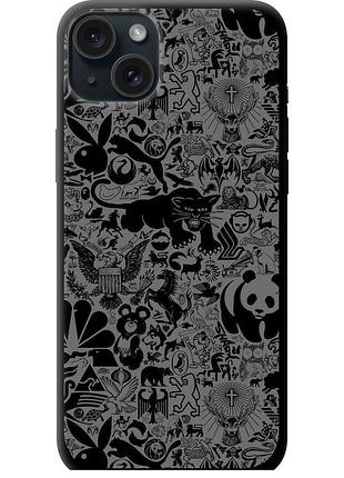 Чохол tpu на телефон iphone 15 plus чорно-сірий стікер бомбінг "2432b-3097-58250"