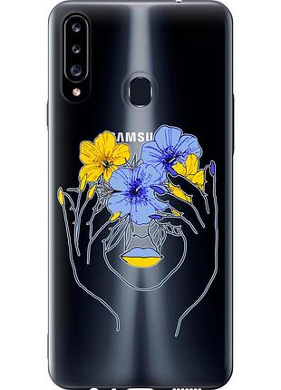 Чохол силіконовий патріотичний на телефон samsung galaxy a20s a207f дівчина v4 "5276u-1775-58250"