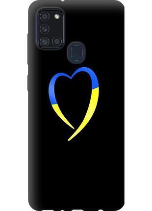 Чехол tpu патриотический на телефон samsung galaxy a21s a217f жёлто-голубое сердце "885b-1943-58250"