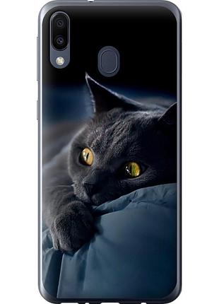 Чехол силиконовый на телефон samsung galaxy m20 дымчатый кот "825u-1660-58250"