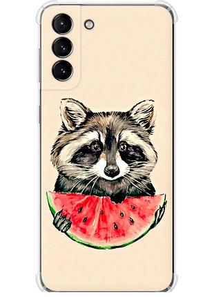 Чохол силіконовий протиударний с посиленими кутами на телефон samsung galaxy s21 plus єнотик з кавуном "4605sp-2115-58250"