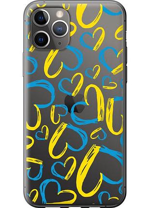 Чохол силіконовий патріотичний на телефон iphone 11 pro max серця ua "5292u-1723-58250"