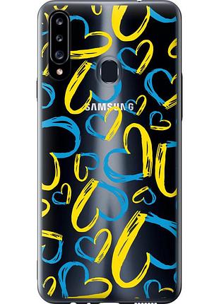 Чохол 2d пластиковий патріотичний на телефон samsung galaxy a20s a207f серця ua "5292t-1775-58250"