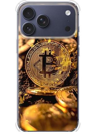Чохол силіконовий протиударний с посиленими кутами на телефон iphone 17 pro золота лихоманка біткойна "6089sp-4030-58250"