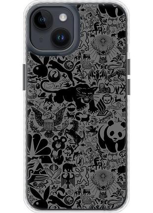 Чохол чохол bumper на телефон iphone 14 чорно-сірий стікер бомбінг "2432pc-2648-58250"